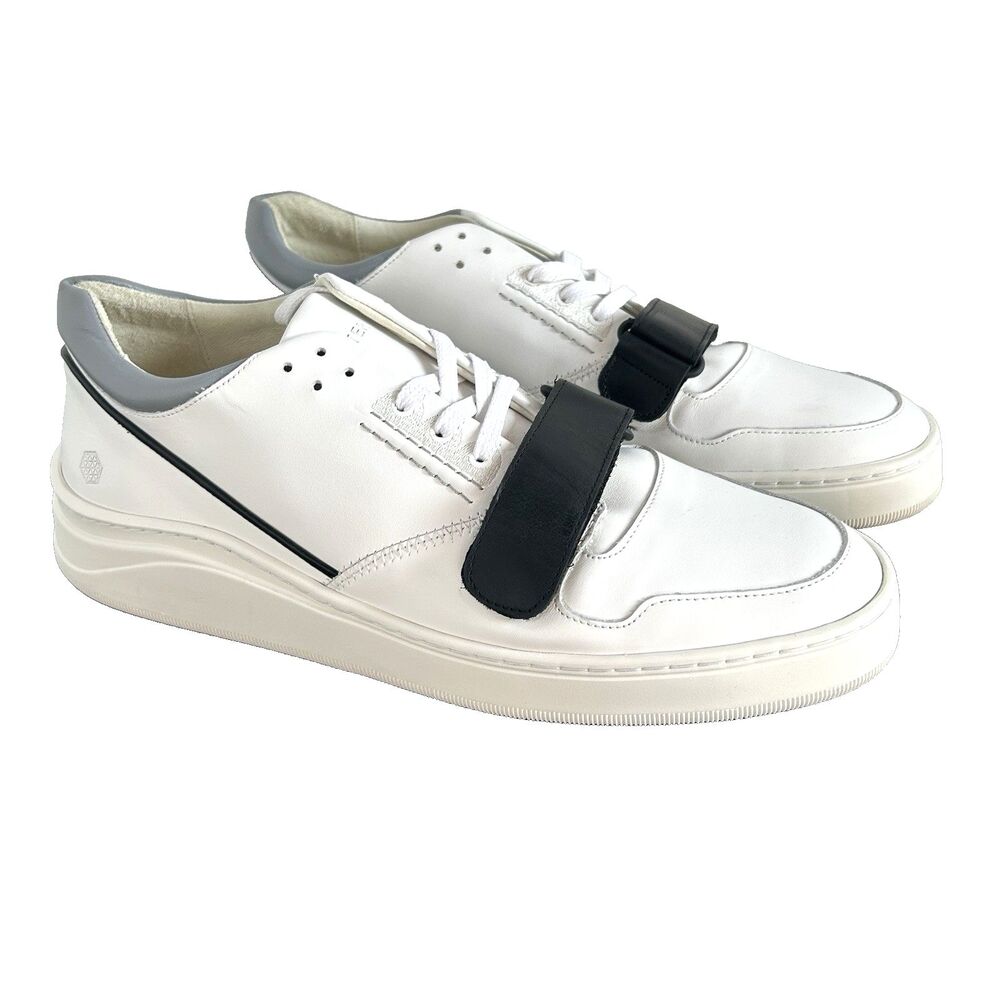 Alma Mater Gamma 4 White Leather Sneakers Designer Strap Sz 45 EU/US Men 11 NEW